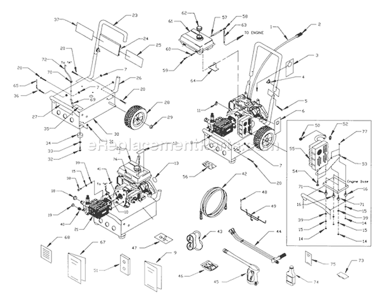 Page A Diagram and Parts List for 1293-1  Briggs and Stratton Pressure Washer